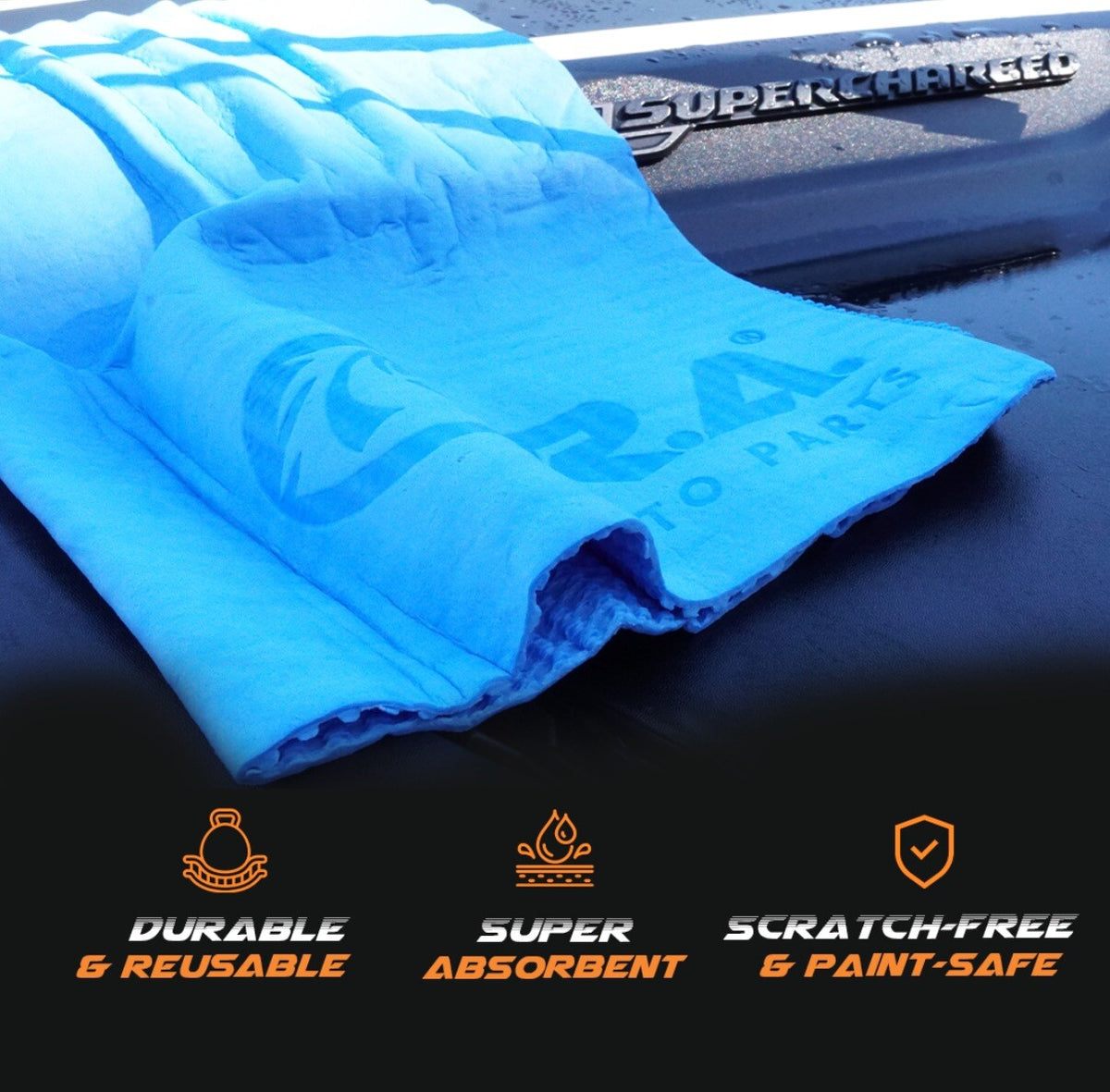 3-Pack PVA Chamois Cloth 17x13 Blue Yellow Car Drying Shammy Synthetic Reusable