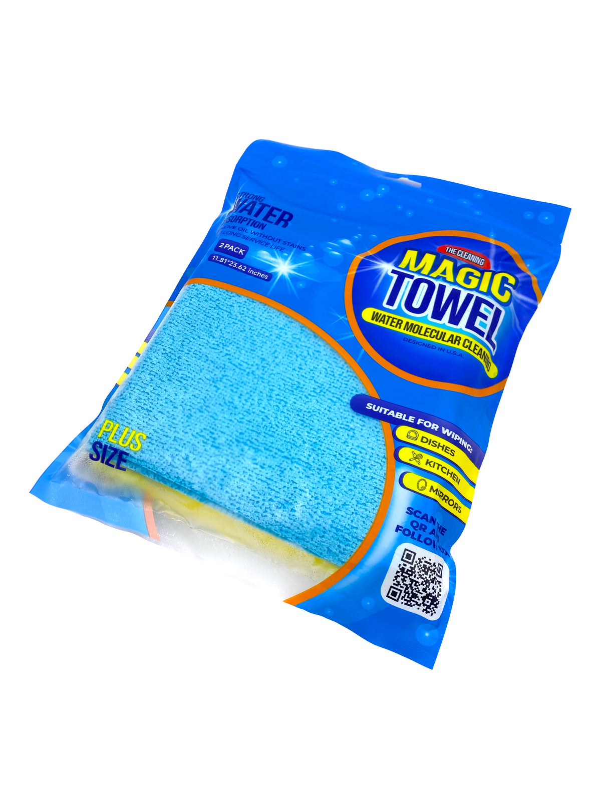 Magic Towel Cloth  - Blue and Yellow - Plus Size - 2 Pack