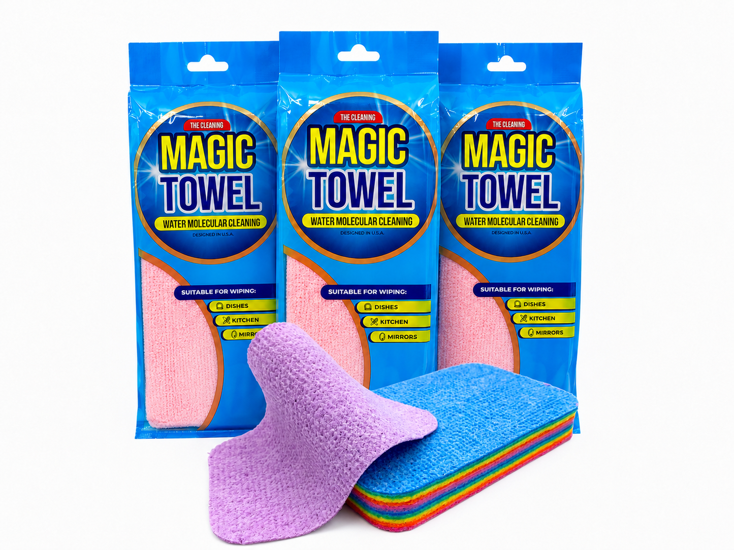 Magic Towel Sponge - Multicolor - Regular - 3 Pack