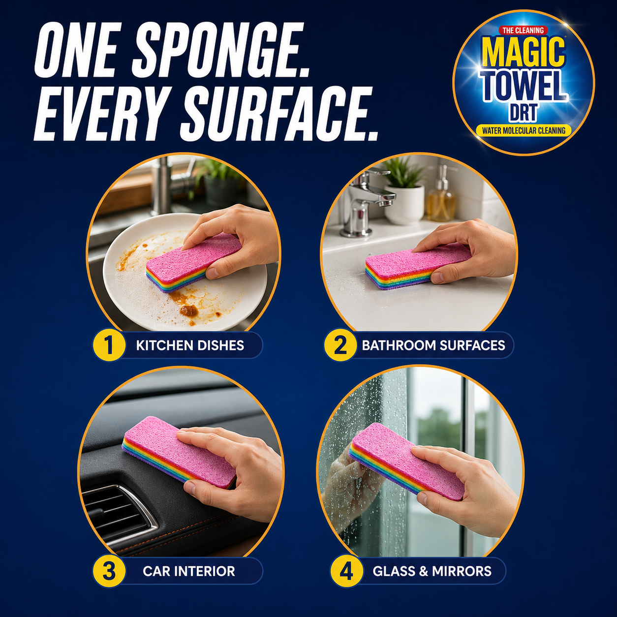 Magic Towel Sponge - Multicolor - Regular - 3 Pack