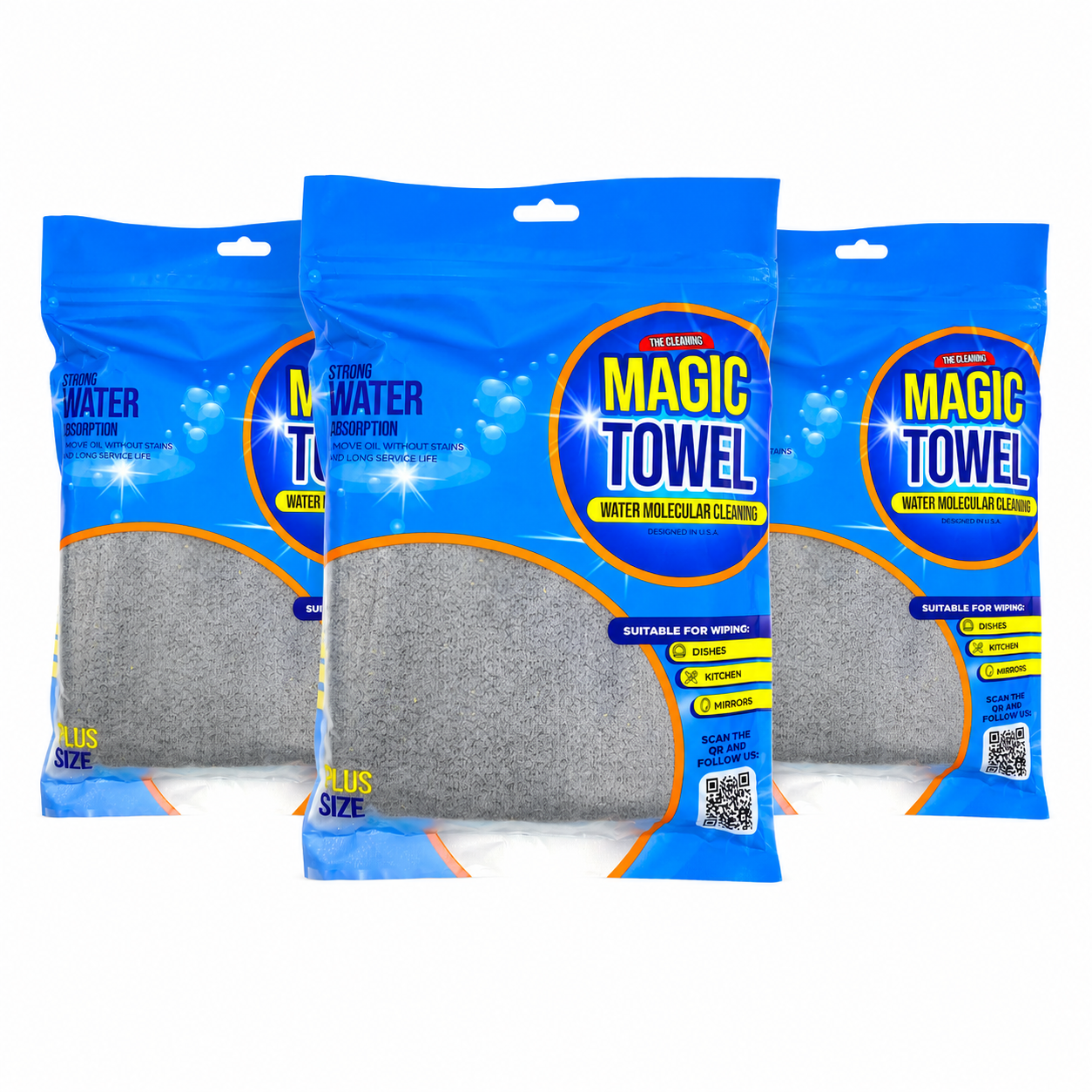 Magic Towel 3-Pack PVA Microfiber Cloth 12x24 Ultra Absorbent Lint Free Multiuso
