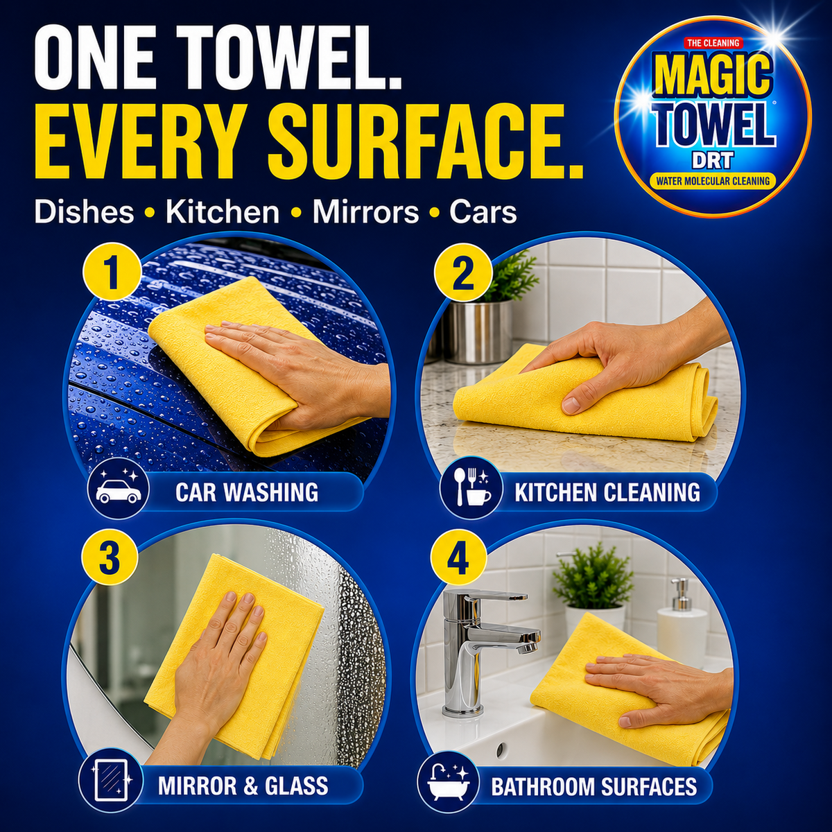 Magic Towel 3-Pack PVA Microfiber Cloth 12x24 Ultra Absorbent Lint Free Multiuso