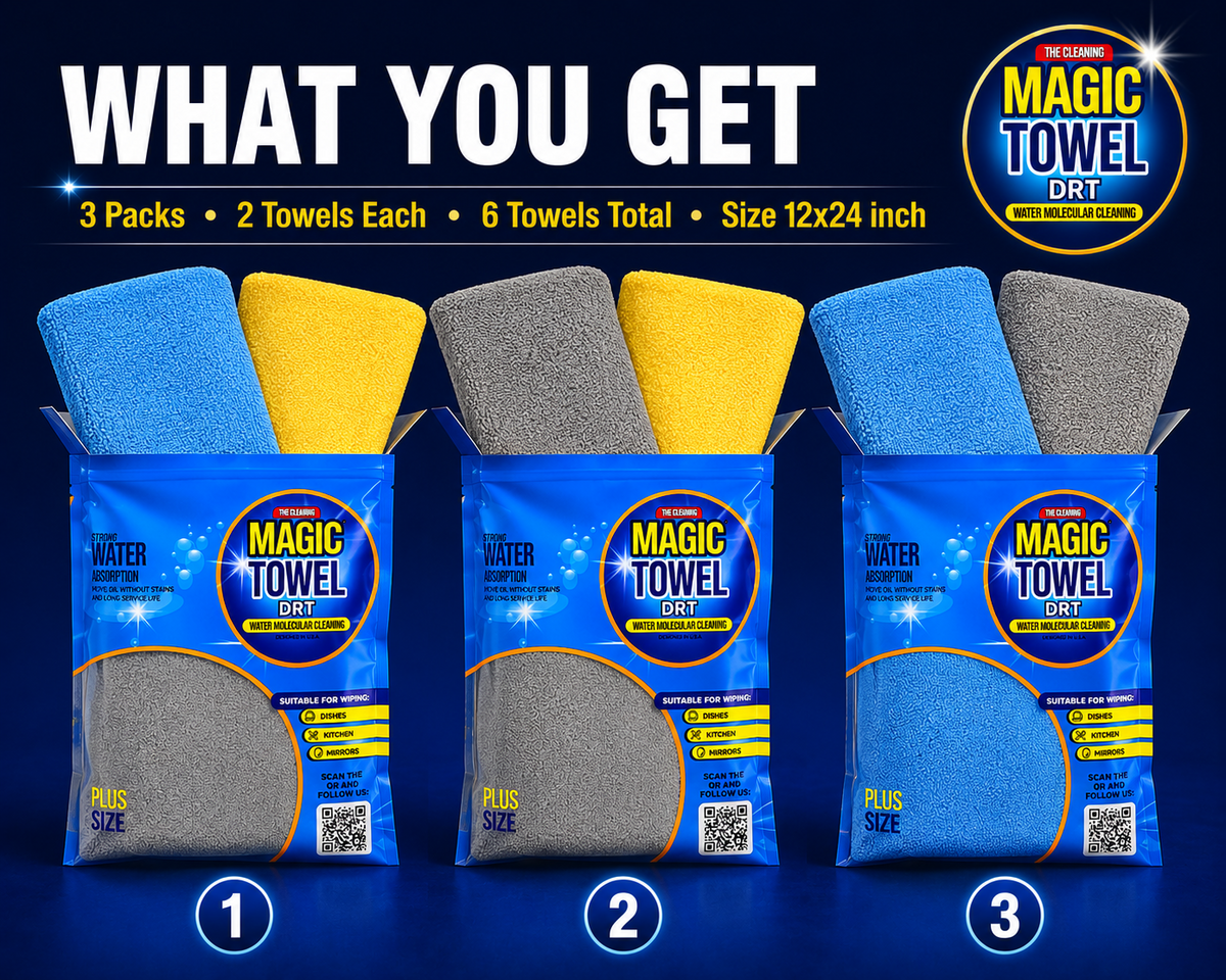 Magic Towel 3-Pack PVA Microfiber Cloth 12x24 Ultra Absorbent Lint Free Multiuso
