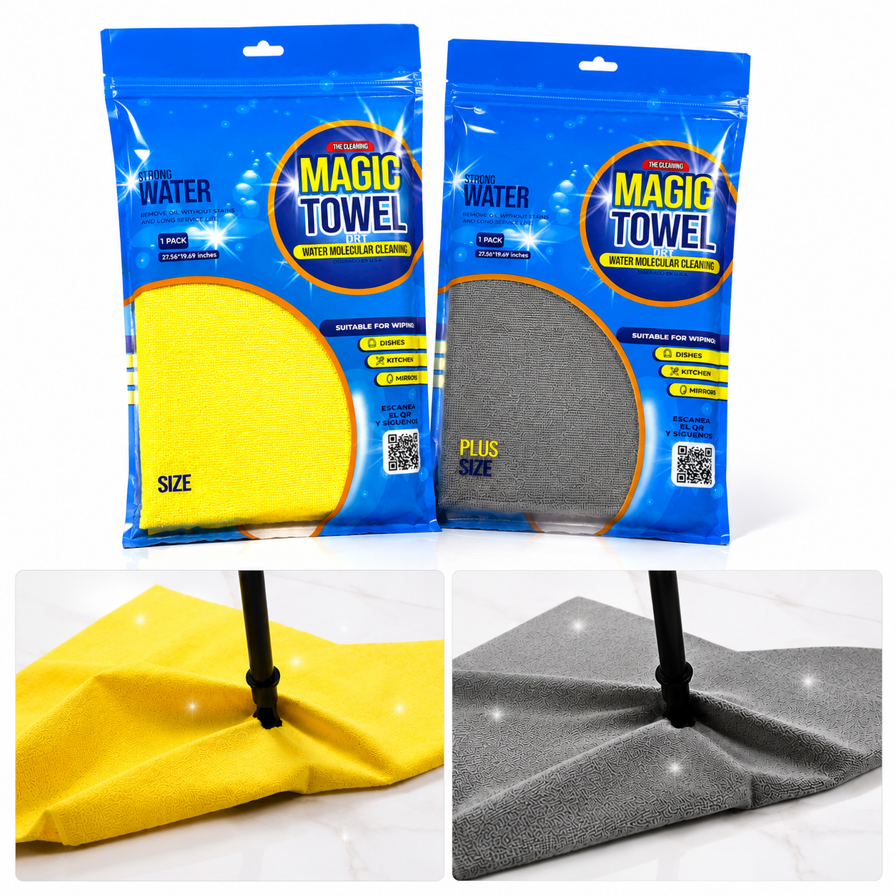 Floor Cleaning Mop Cloth 2-Pack PVA Microfiber 27.6x19.7in Center Hole Magic Tow
