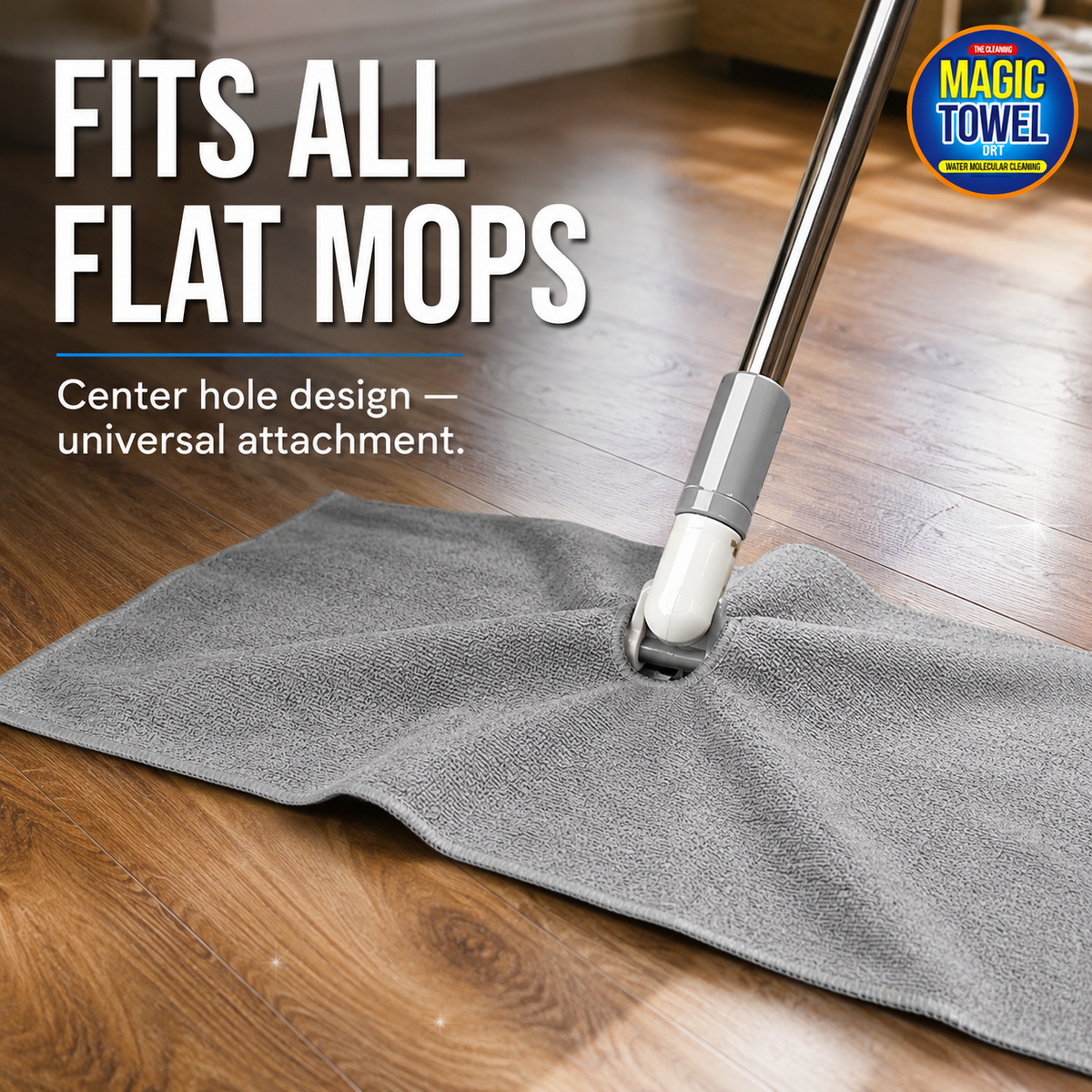 Floor Cleaning Mop Cloth 2-Pack PVA Microfiber 27.6x19.7in Center Hole Magic Tow