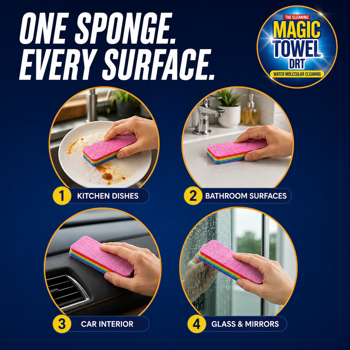 12-Layer Peelable Sponge 3Pack Always Fresh Ultra Absorbent Kitchen Scratch-Free