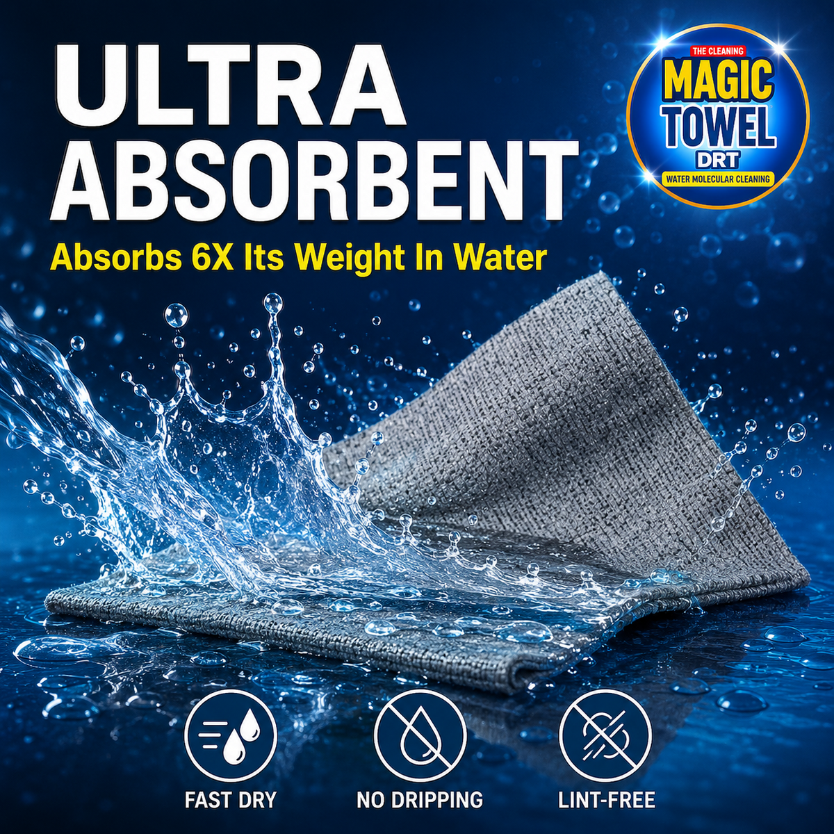 Microfiber Cleaning Cloth 9Pk 12x12in Yellow Grey Blue Ultra Absorbent Lint Free
