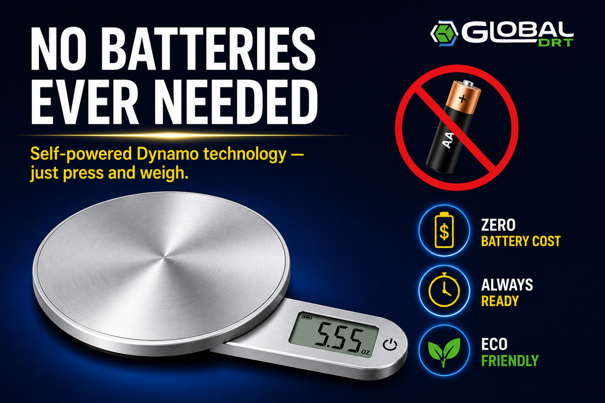 Digital Kitchen Scale 11lb 5kg Dynamo No Battery Needed Stainless Steel Global