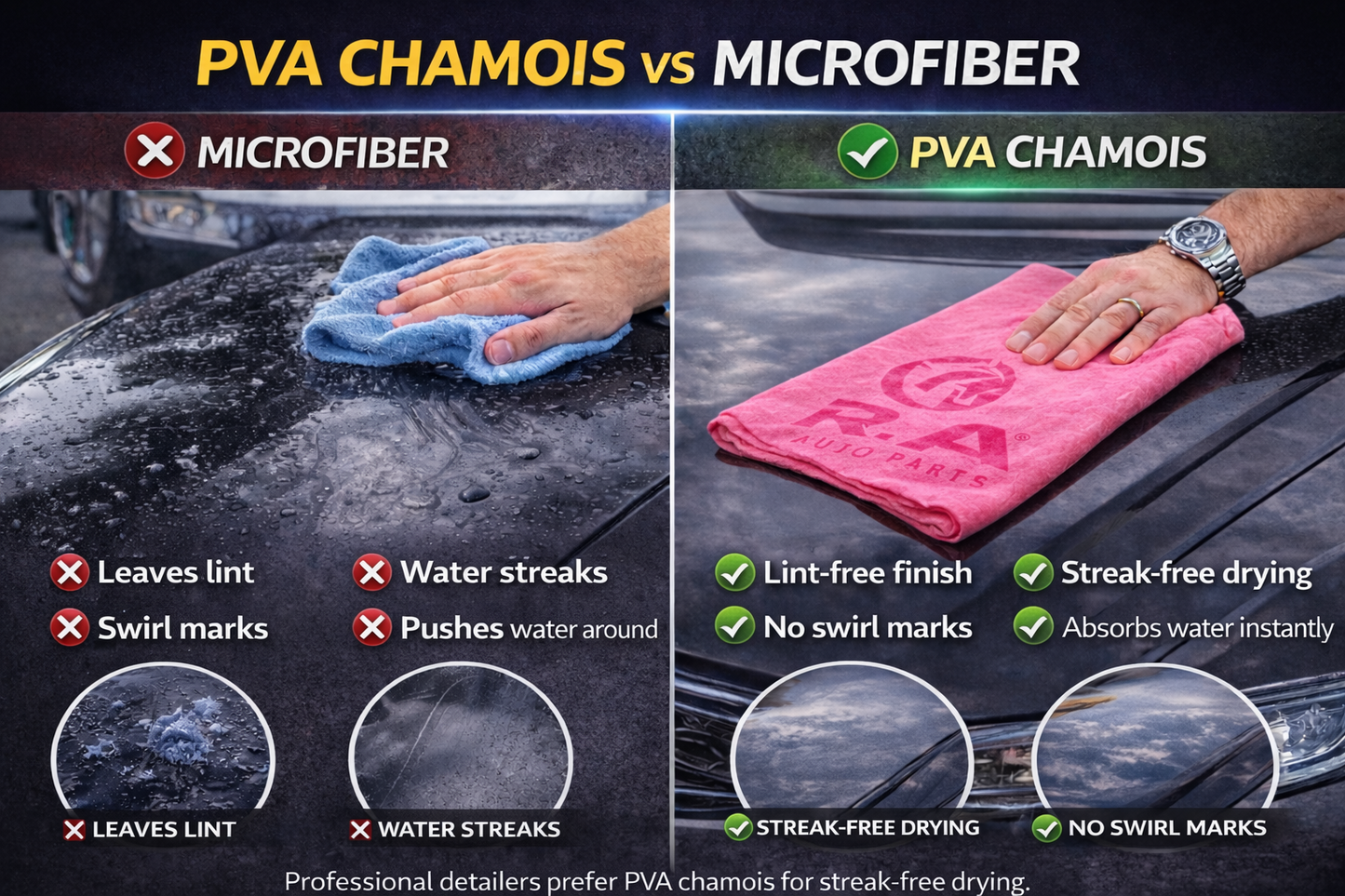 Pink Shammy Car Drying Towel 26x17 PVA Super Absorbent Synthetic Chamois R.A. 1-