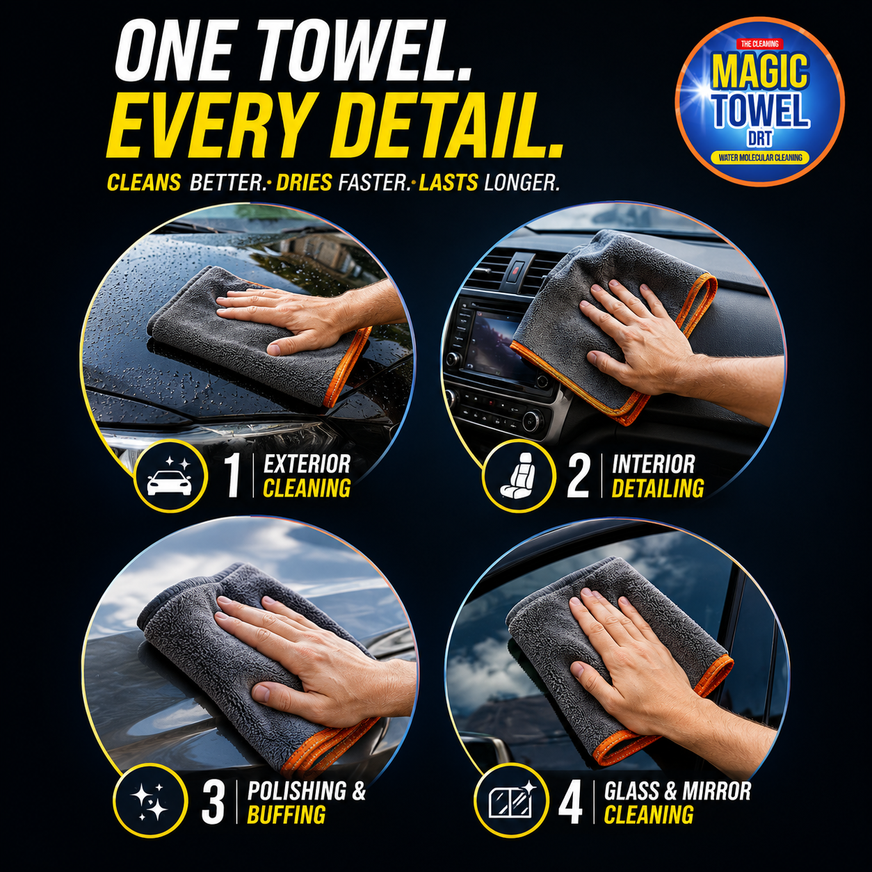 8-Pack Microfiber Car Detailing Towels 14x14 230 GSM Coral Fleece Lint-Free