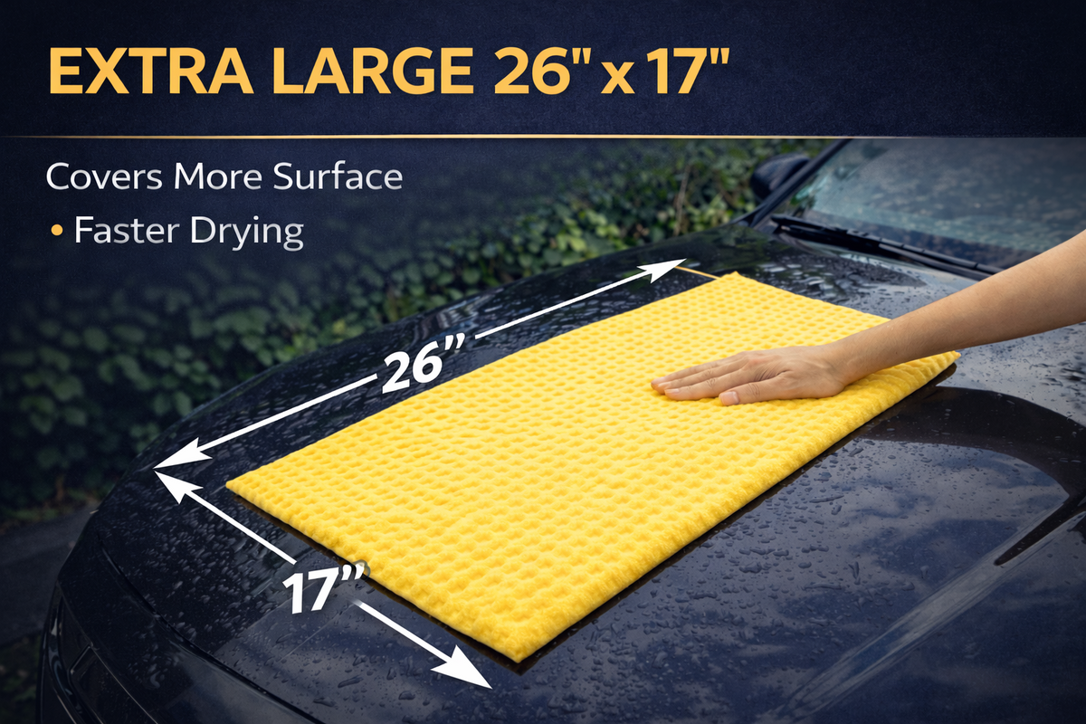 Yellow Shammy Car Drying Towel 26x17 PVA Super Absorbent Synthetic Chamois R.A 1
