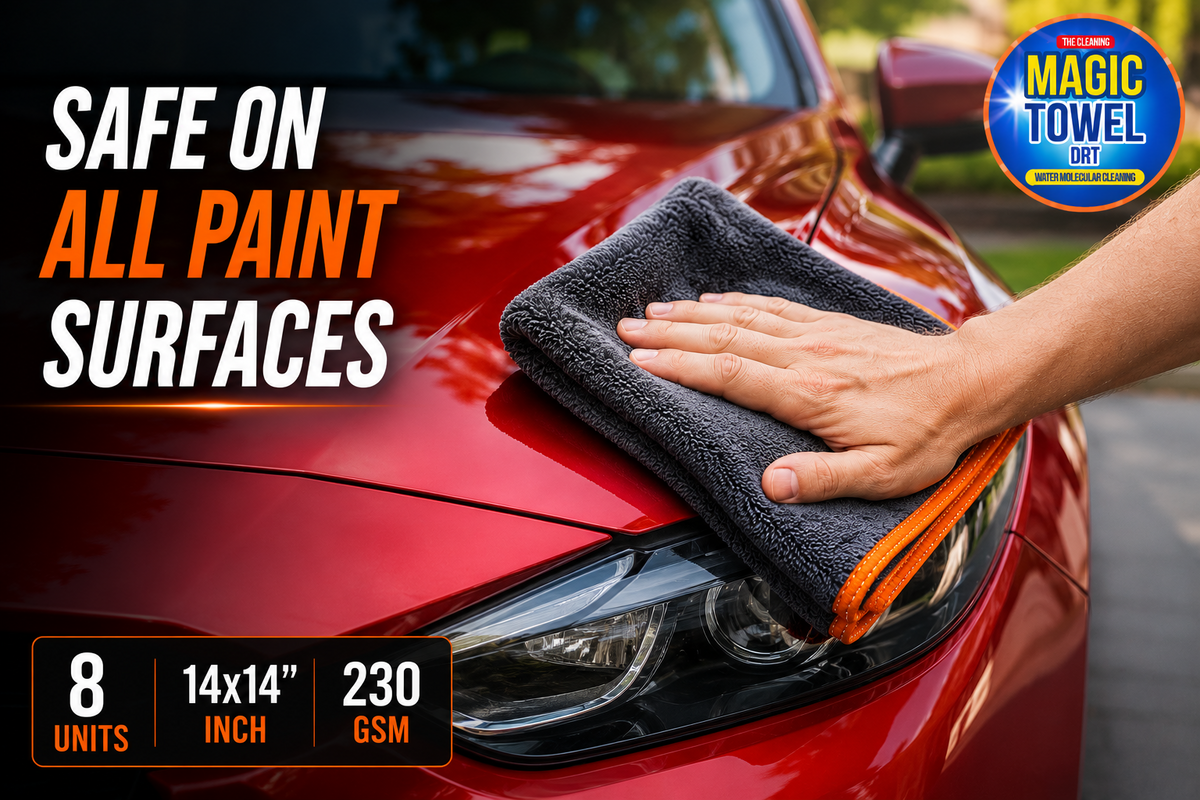 8-Pack Microfiber Car Detailing Towels 14x14 230 GSM Coral Fleece Lint-Free