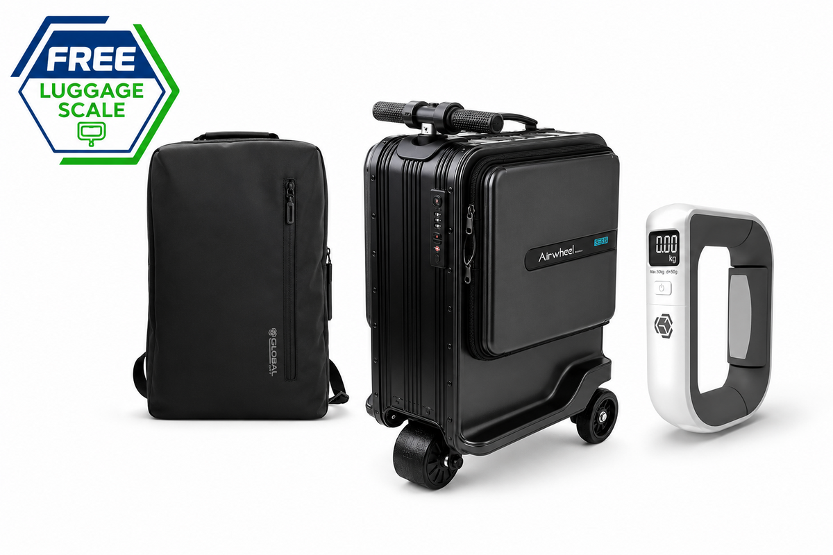 Airwheel SE3S Smart Luggage + Global DRT Backpack + FREE Luggage Scale TSA USB