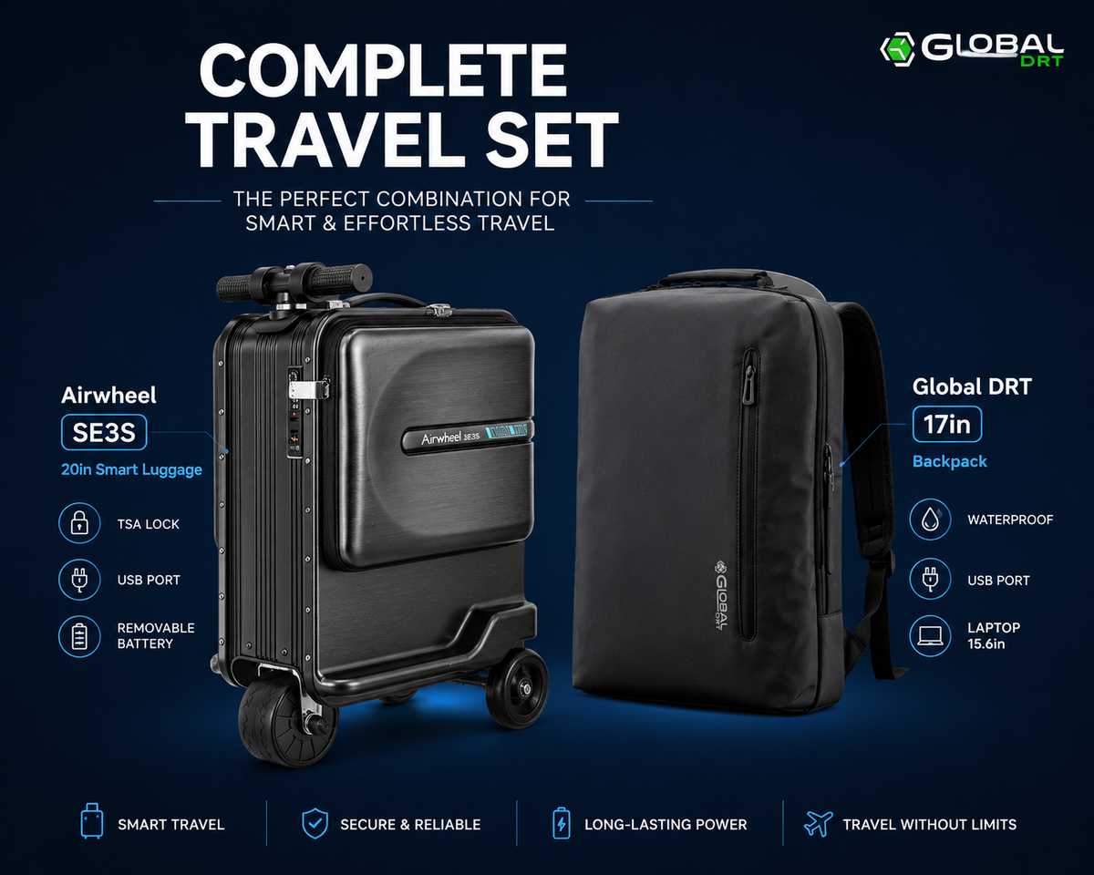 Airwheel SE3S Smart Luggage + Global DRT Backpack + FREE Luggage Scale TSA USB