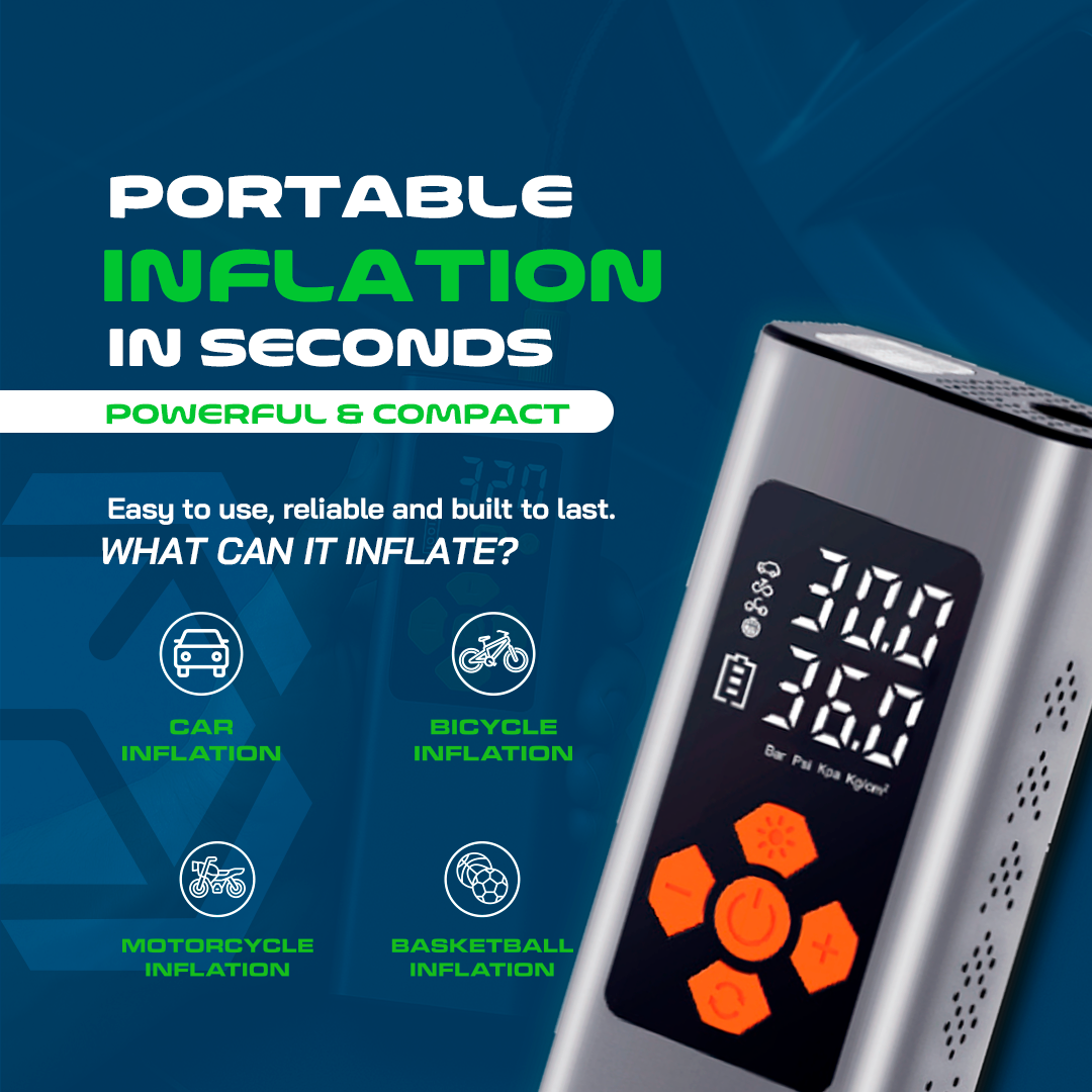 Portable Digital Tire Inflator 150 PSI Cordless Rechargeable Compressor Car Bike