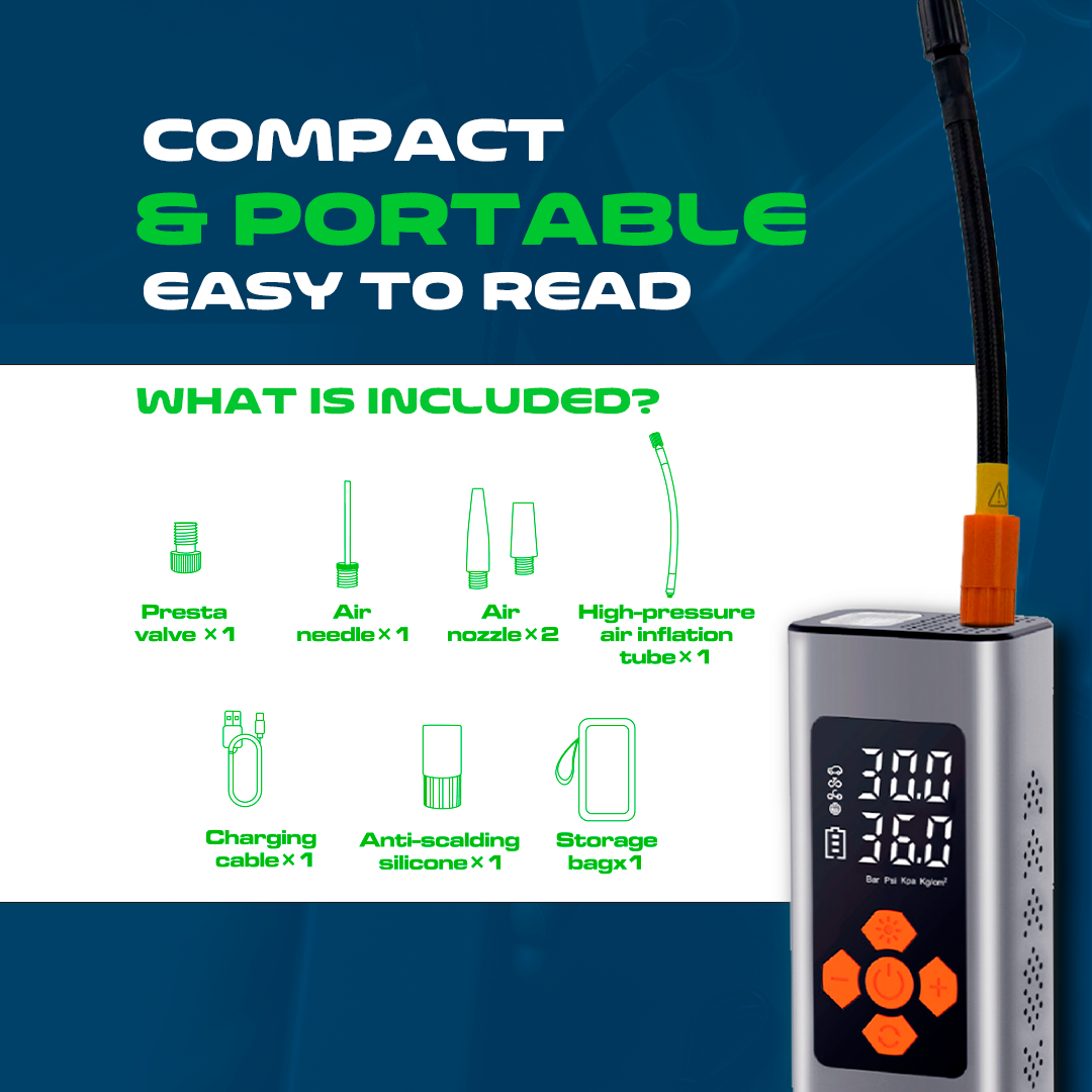 Portable Digital Tire Inflator 150 PSI Cordless Rechargeable Compressor Car Bike