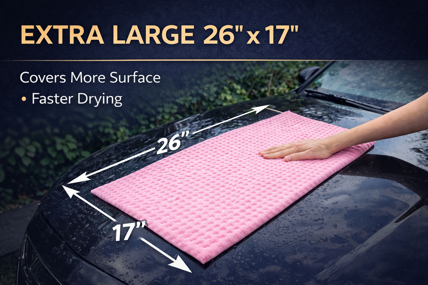 Shammy Car Drying Towel 3Pack 2x PVA 26x17 + 17x13 Chamois Cloth Super Absorbent