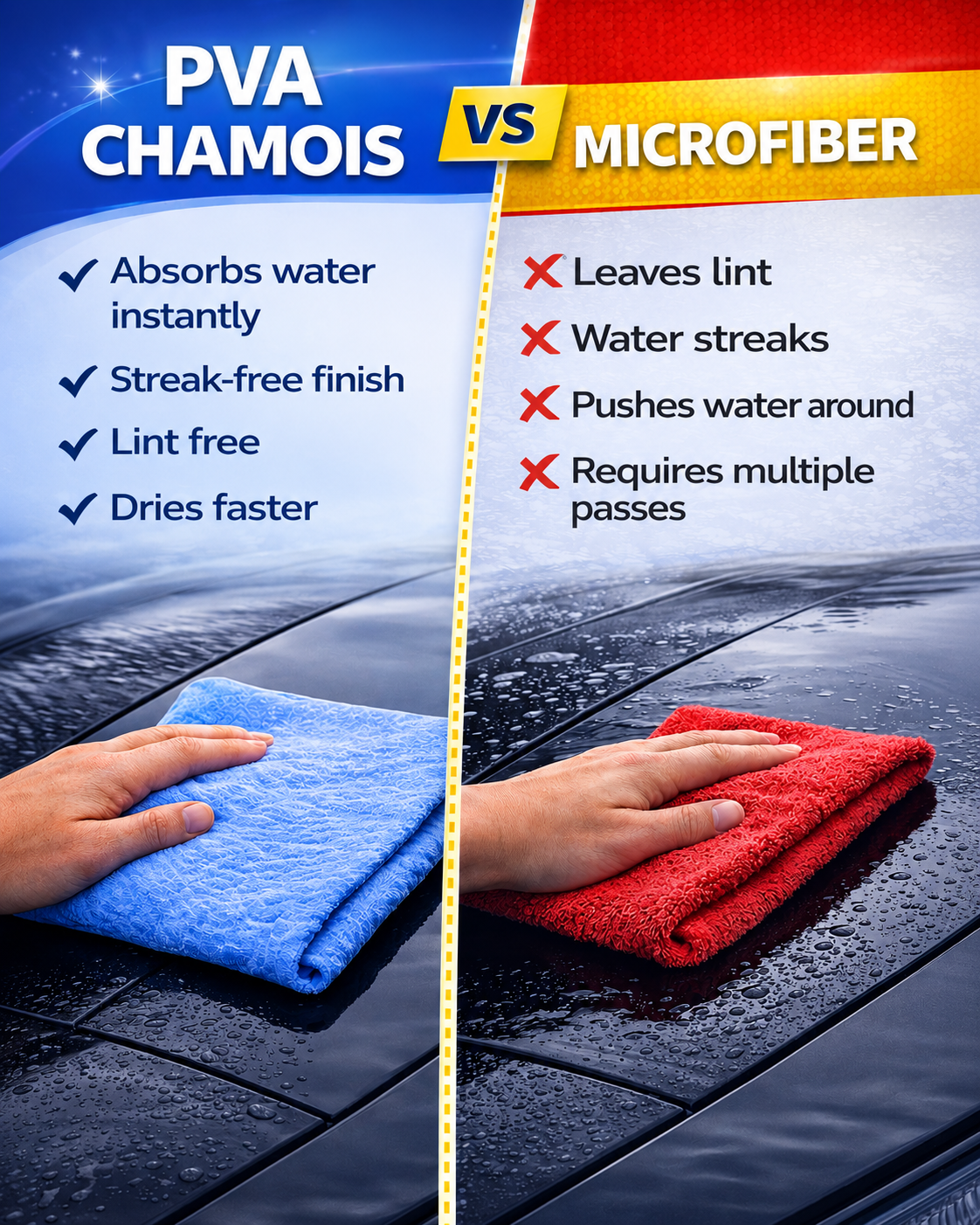 Blue Shammy Chamois Car Drying Towel 34x25 XL PVA Super Absorbent Magic Towel
