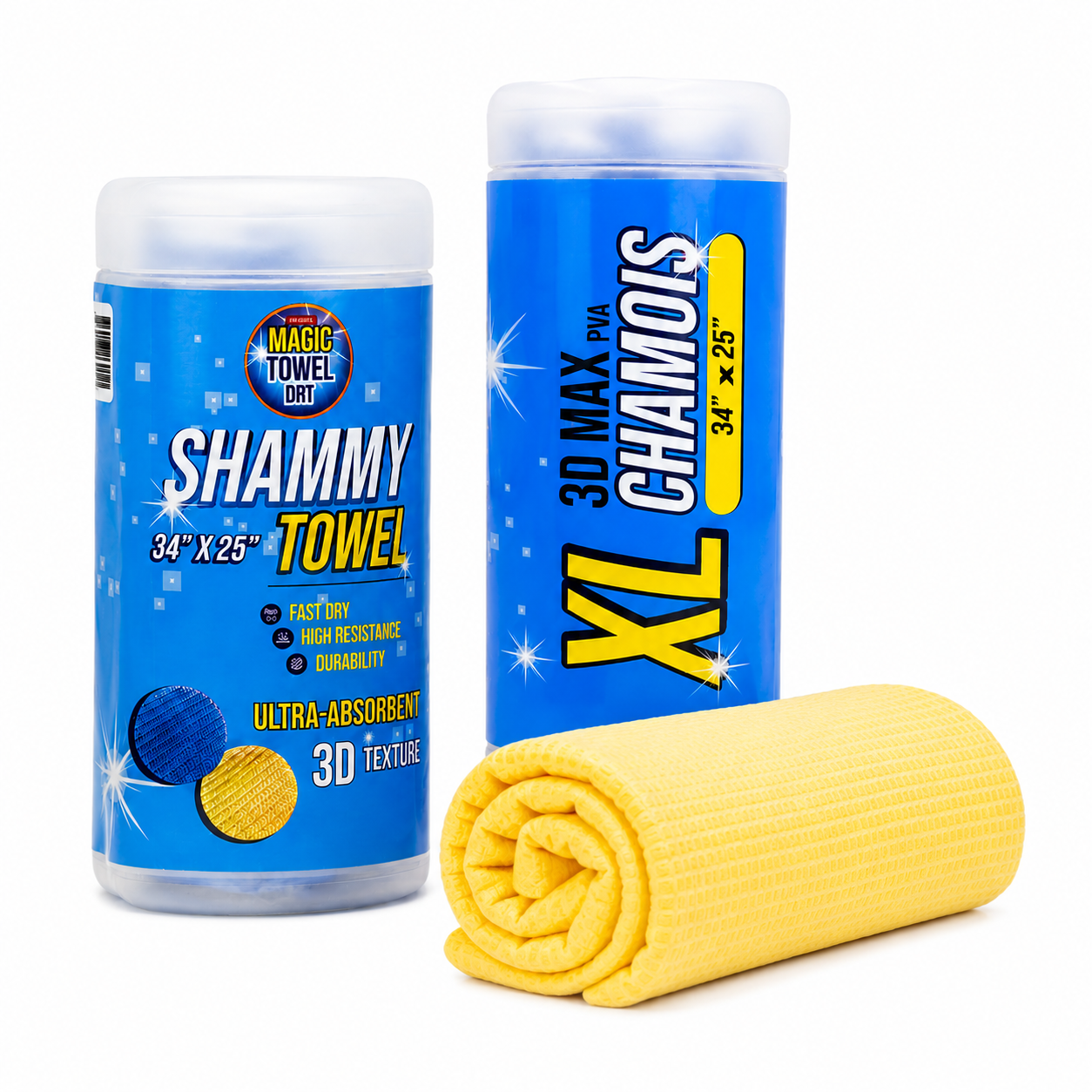 Yellow Shammy Chamois Car Drying Towel 34x25 XL PVA Super Absorbent Magic Towel