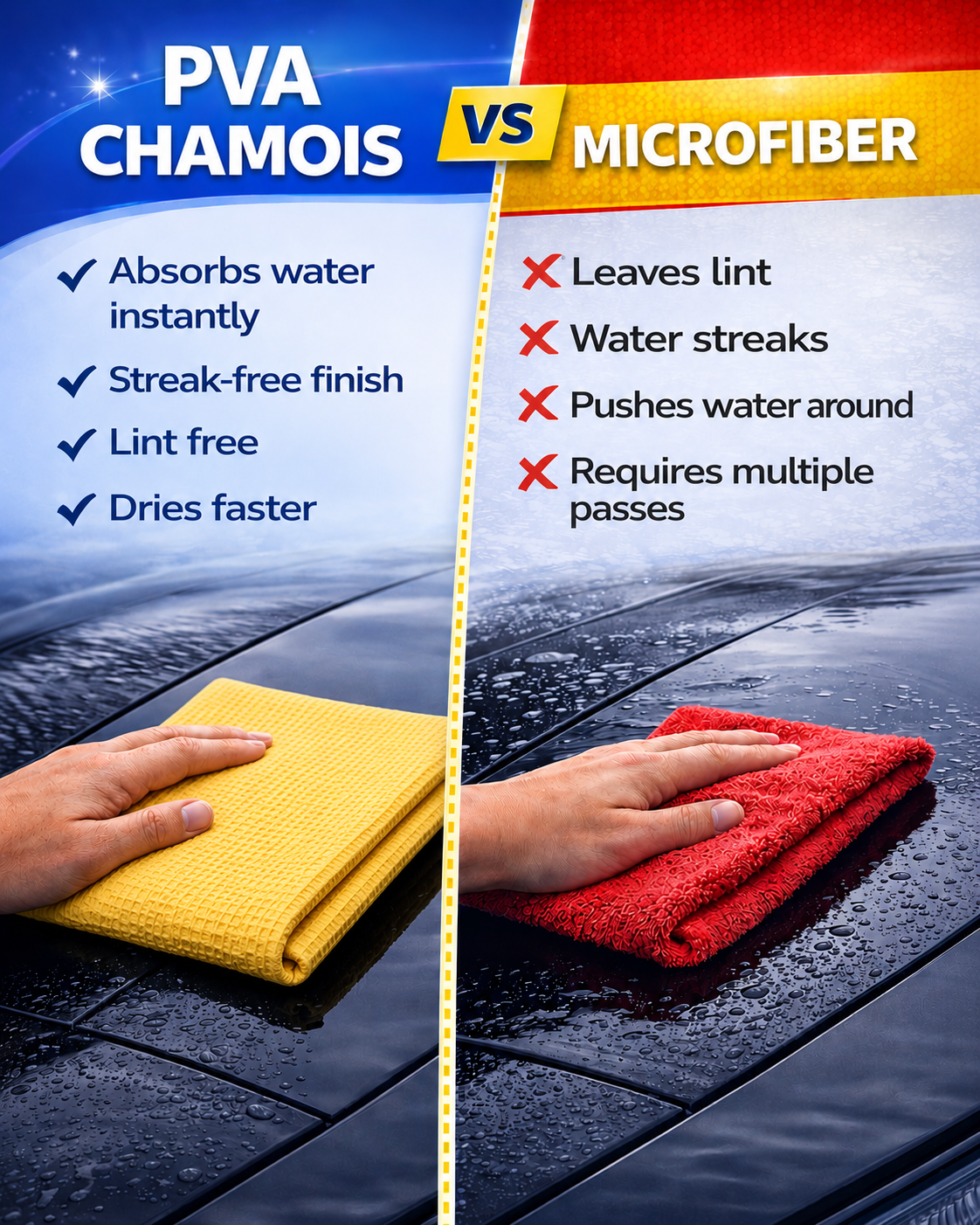 Yellow Shammy Chamois Car Drying Towel 34x25 XL PVA Super Absorbent Magic Towel