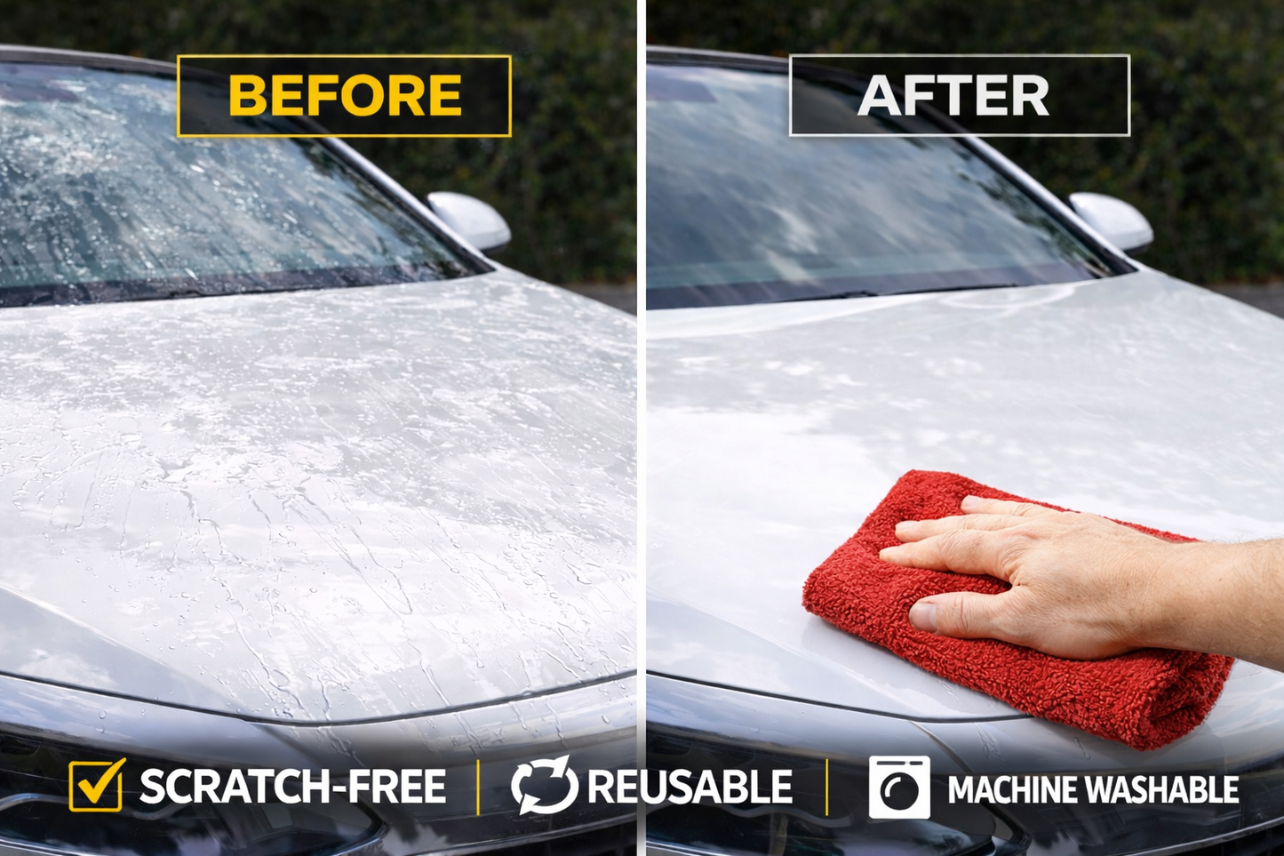 Microfiber Car Drying Towel 2-Pack 18x24in Gray Red Twisted Terry Ultra Absorben