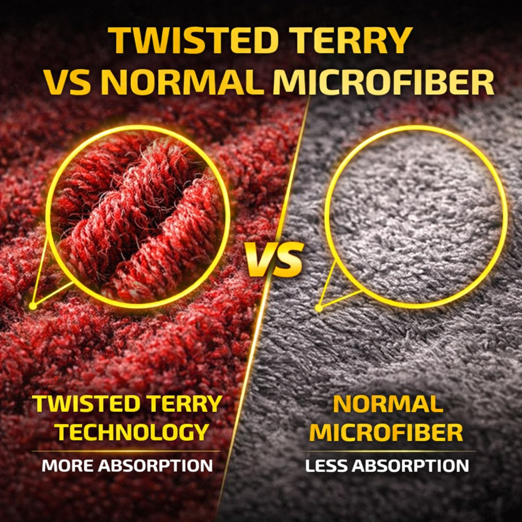 Microfiber Car Drying Towel 2-Pack 18x24in Gray Red Twisted Terry Ultra Absorben