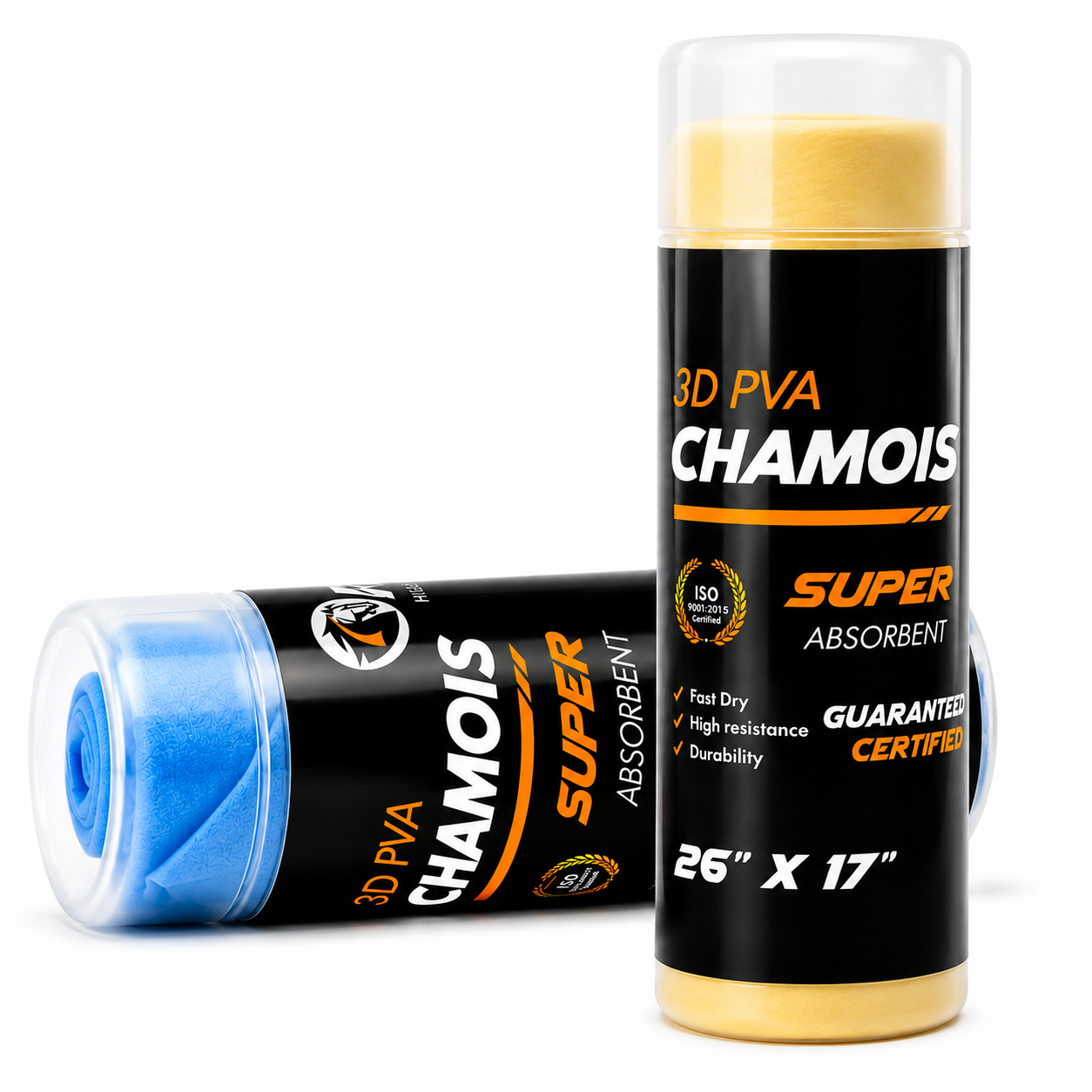 Shammy Car Drying Chamois 2-Pack 26x17in Ultra-Absorbent PVA Microfiber Towels