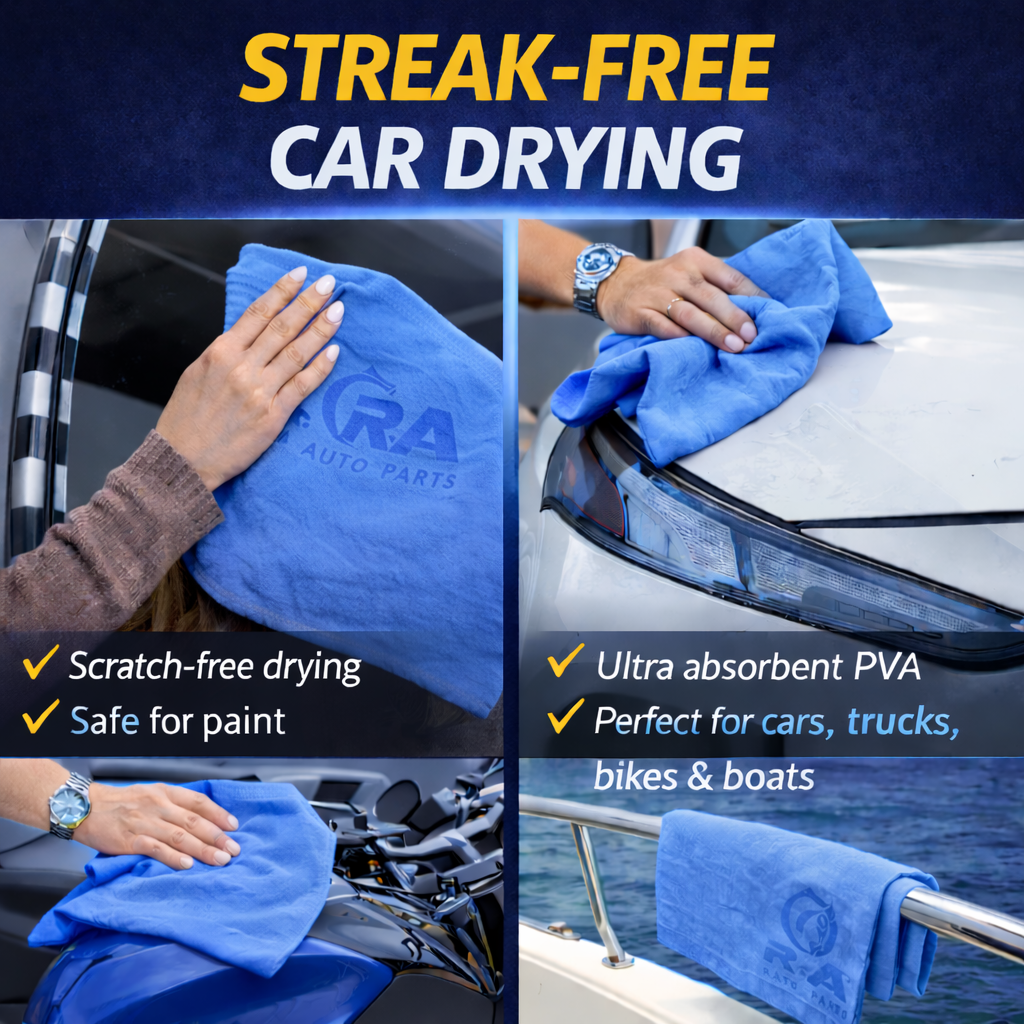 PVA Chamois Car Drying Towel 26x17in Blue XL Super Absorbent Synthetic Shammy RA
