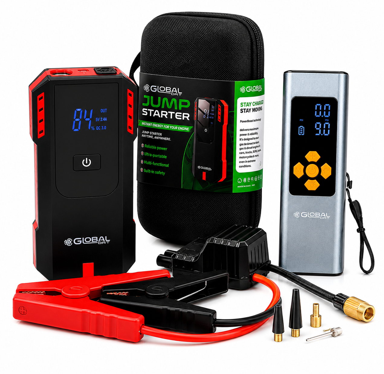 2-in-1 Jump Starter + Tire Inflator Combo 150PSI Portable Air Pump Car Battery