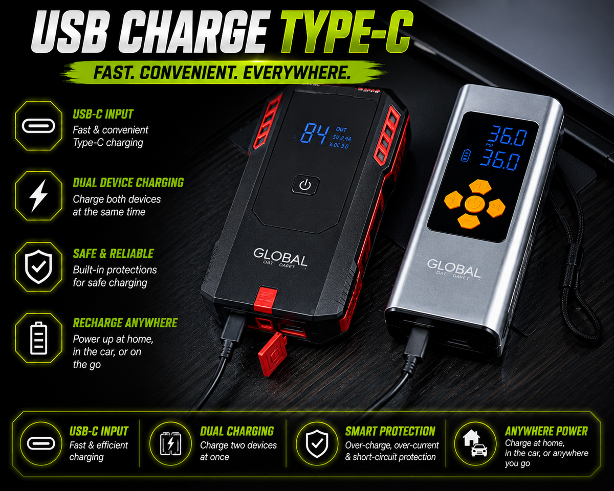 2-in-1 Jump Starter + Tire Inflator Combo 150PSI Portable Air Pump Car Battery