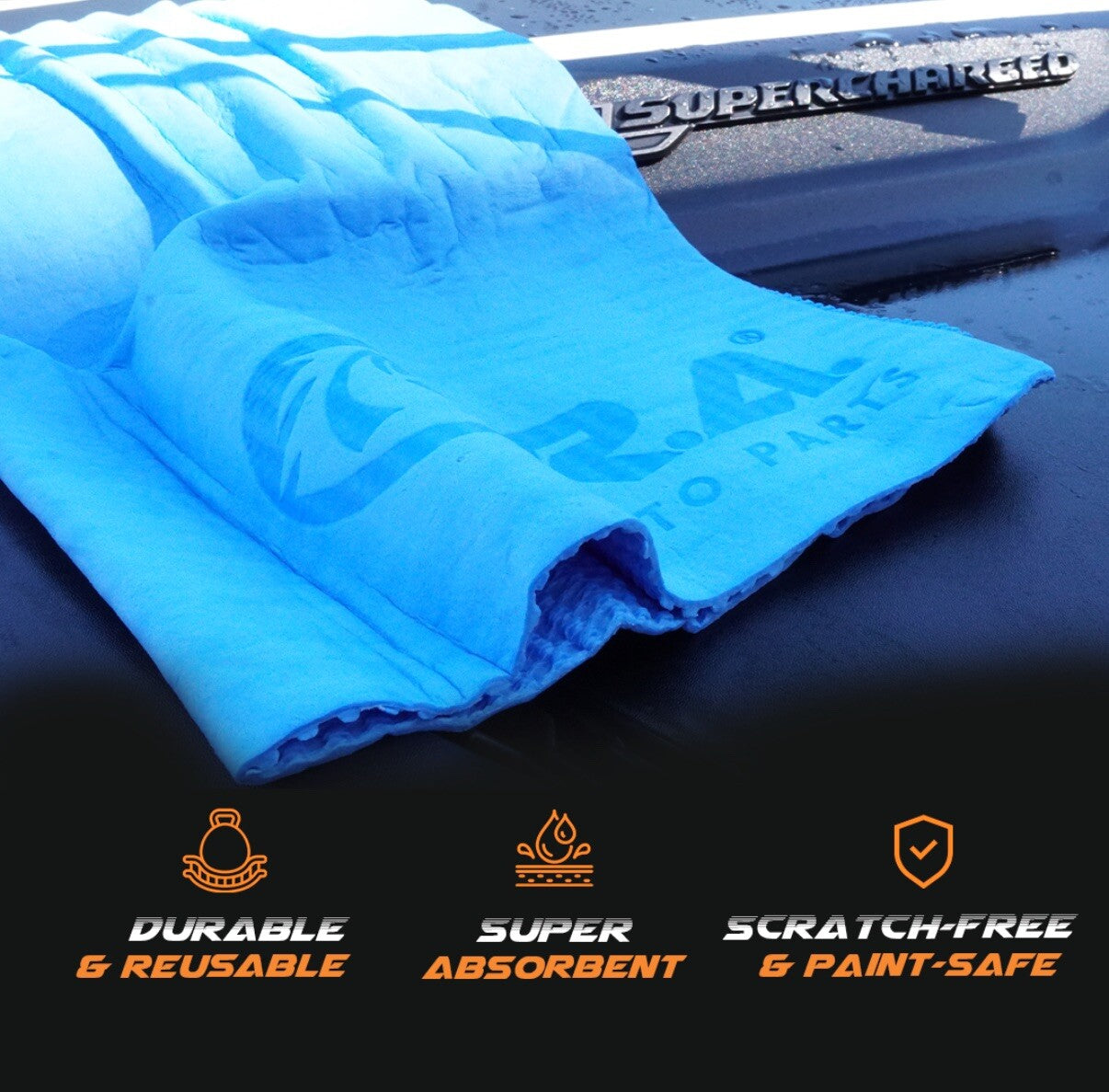 3-Pack PVA Chamois Cloth 17x13 Blue Yellow Car Drying Shammy Synthetic Reusable
