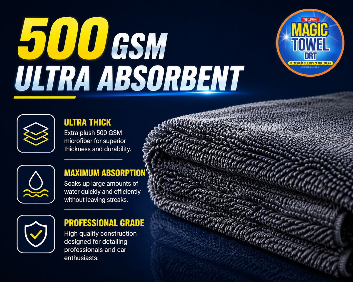5-Pack Microfiber Car Detailing Towels 16x16 500 GSM Twisted Terry Scratch-Free